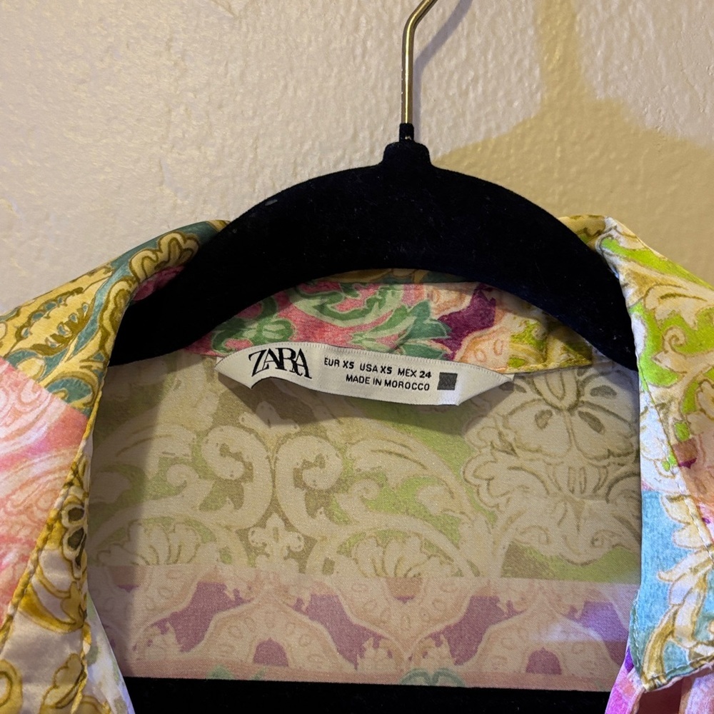 Zara Multicolor Patchwork Button Down Shirt - image 3